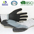 13G Hppe / Forro de fibra de vidro Double Dipped Sandy Nitrile Coating Safety Gloves